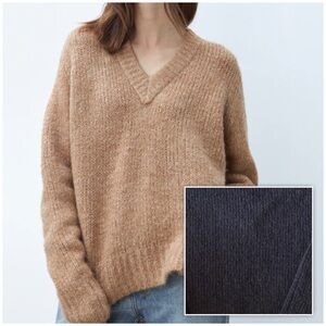 Line The Label Black V-Neck Sweater Small